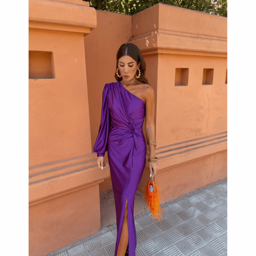 One Shoulder Formal Maxi Dress - Lavender