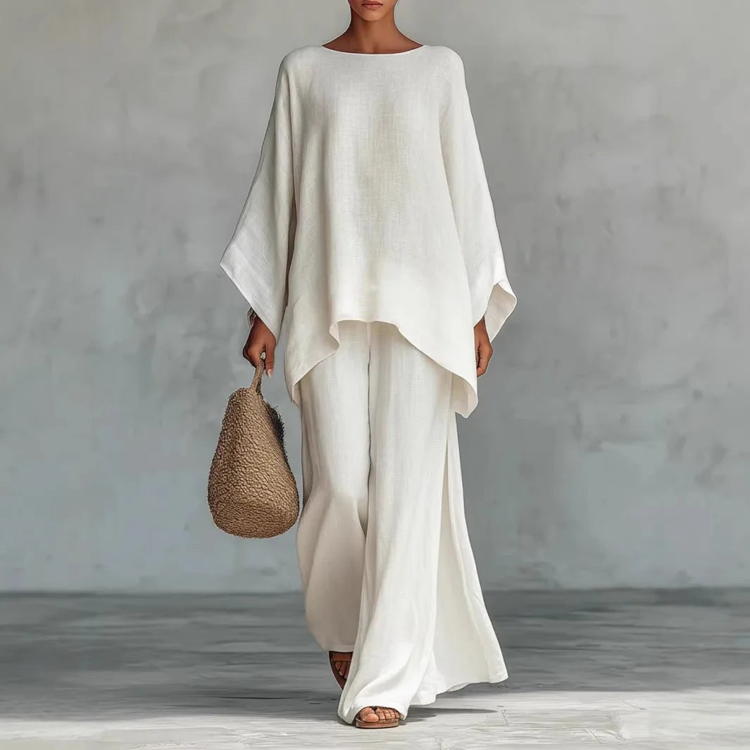 Oversized Wide Leg Two Piece Set - White