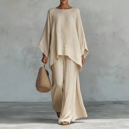 Oversized Wide Leg Two Piece Set - Khaki