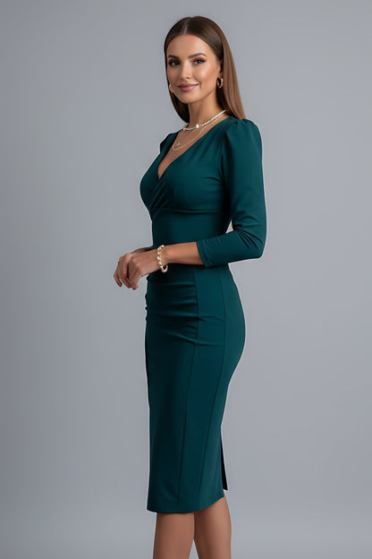 Women's Cocktail Knit Bodycon Wrap Midi Dress