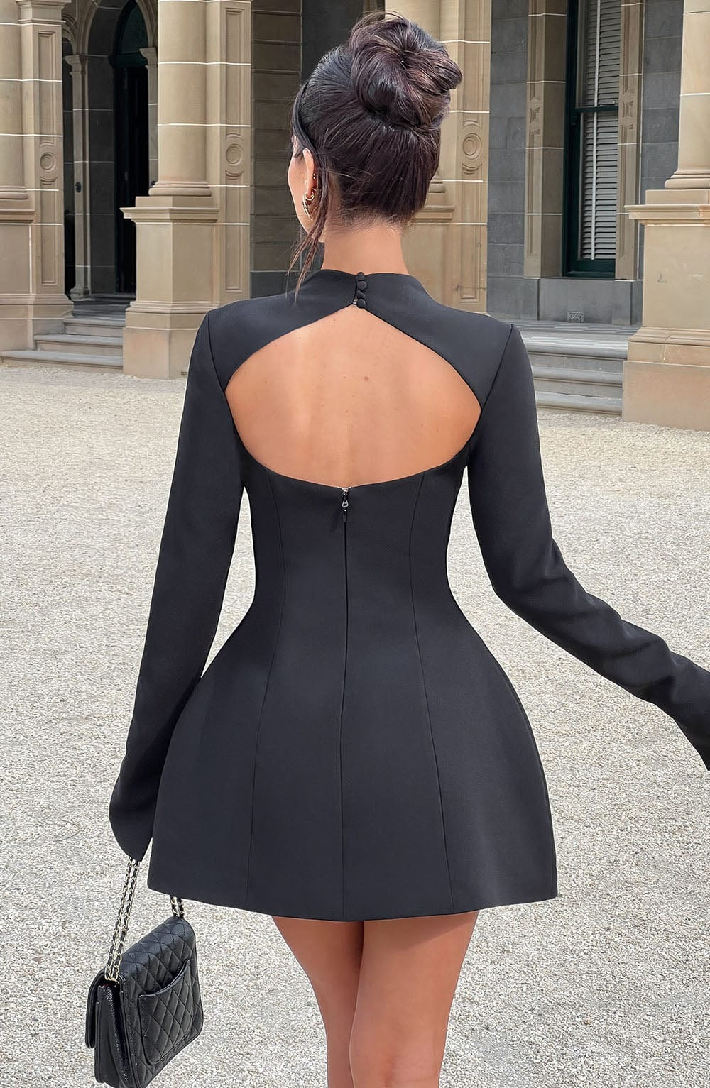 Long Sleeve Flared Mini Dress