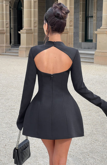 Long Sleeve Flared Mini Dress