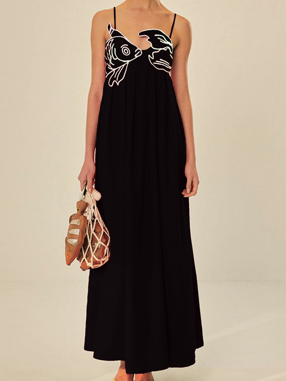 Floral Summer Maxi Dress - Black
