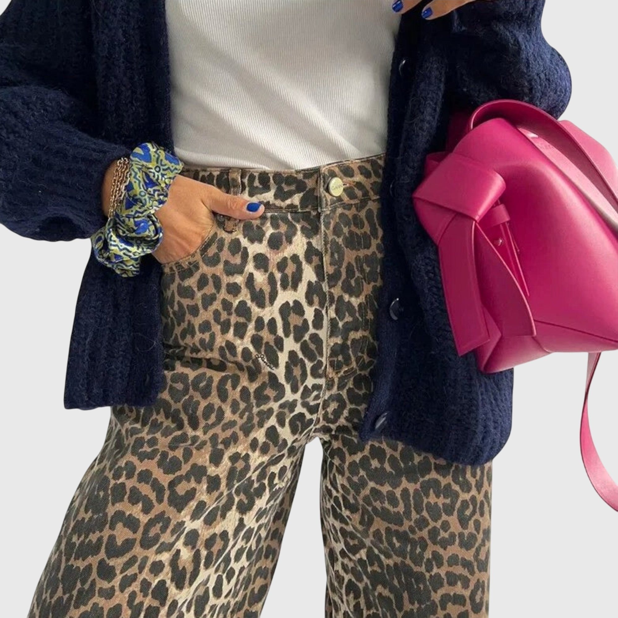 Women's High-Waisted Leopard Print Jeans