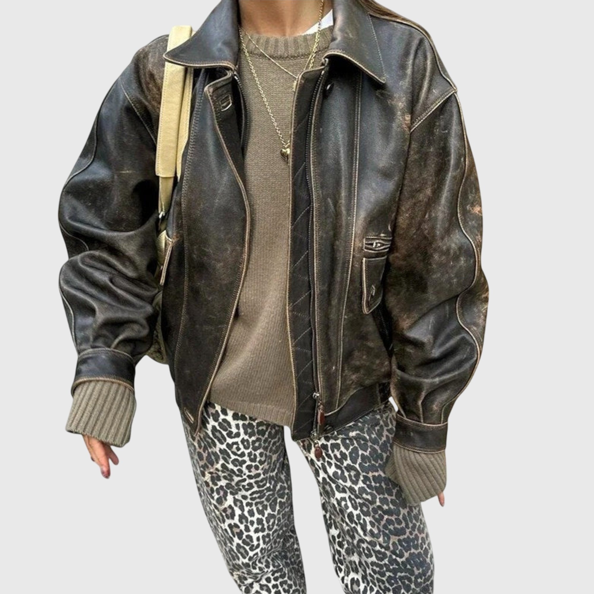 Women's High-Waisted Leopard Print Jeans