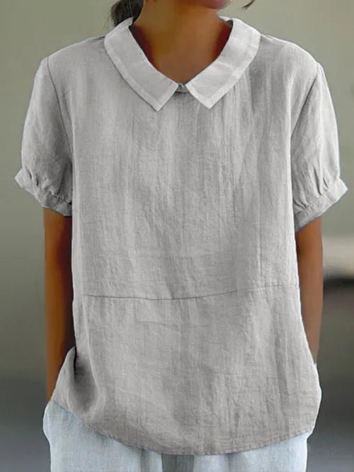 Women's Peter Pan Collar Blouse - Light gray