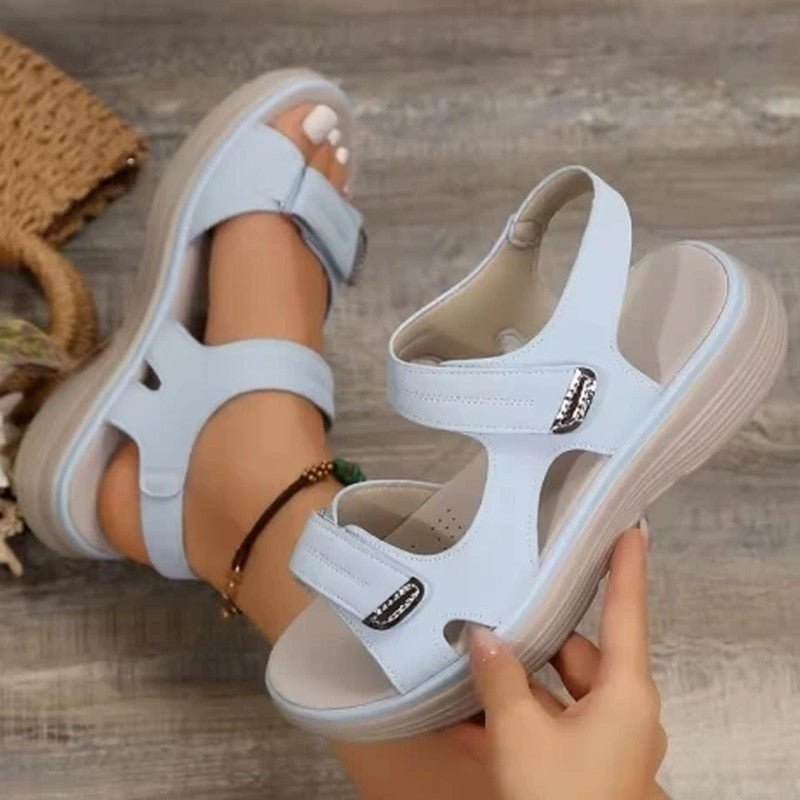 Women's Platform Wedge Sandals - Light Blue