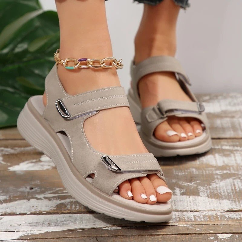 Women's Platform Wedge Sandals - Grey