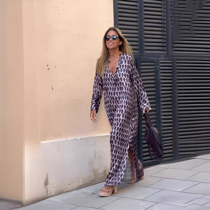 Boho Long Sleeve Maxi Dress - Purple
