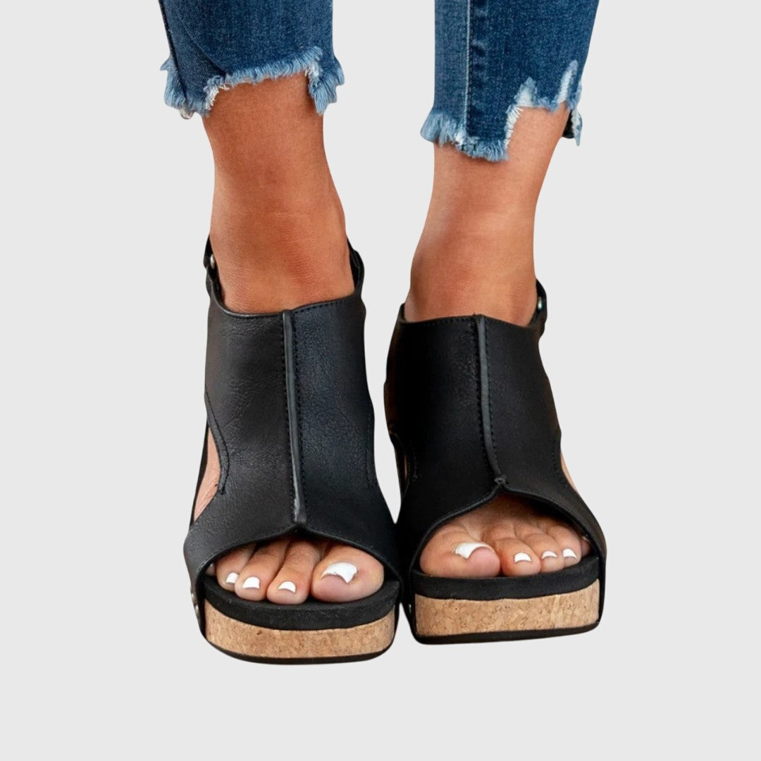 Platform Wedge Sandals - Black