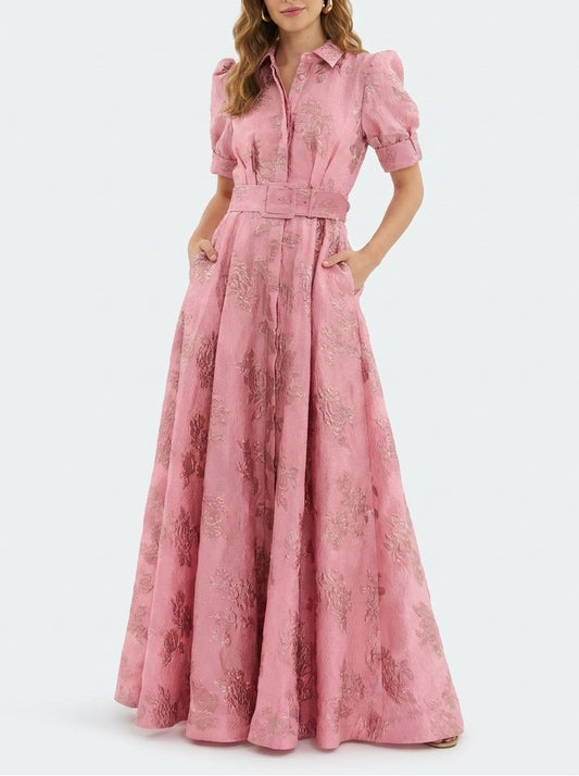 Formal Puff Sleeve Maxi Dress