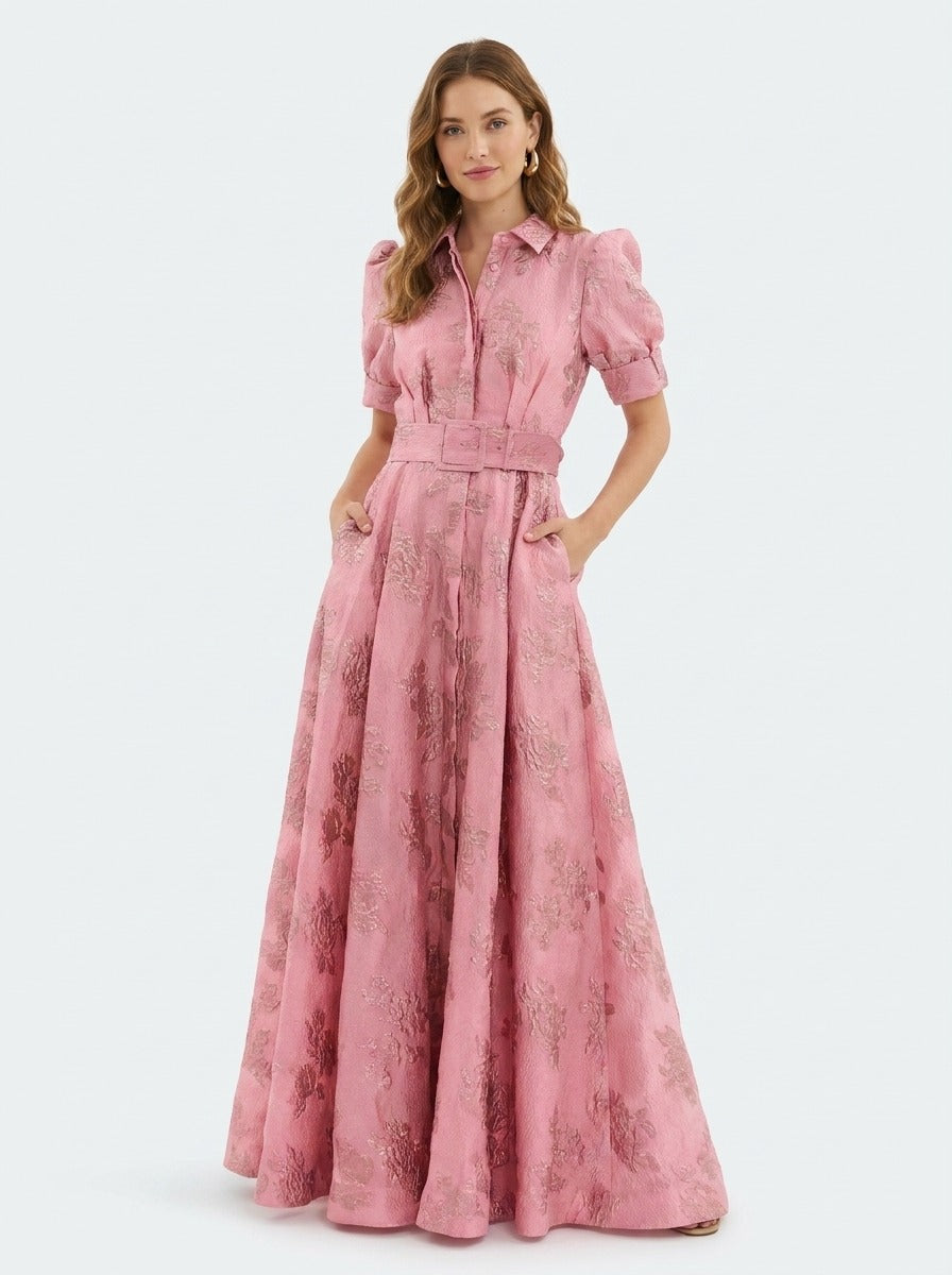 Formal Puff Sleeve Maxi Dress