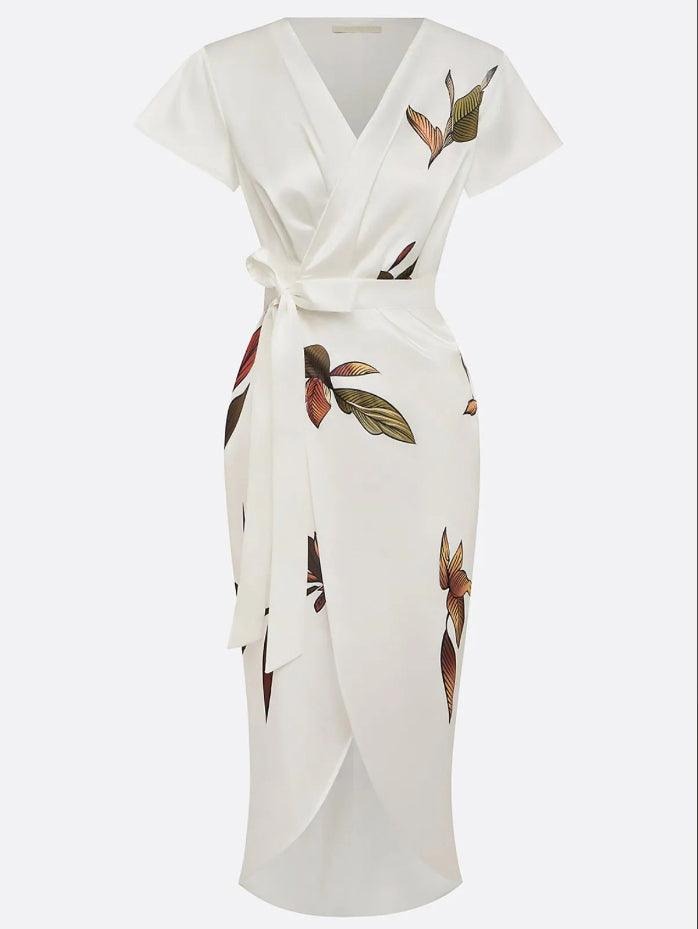 Floral Wrap Midi Dress
