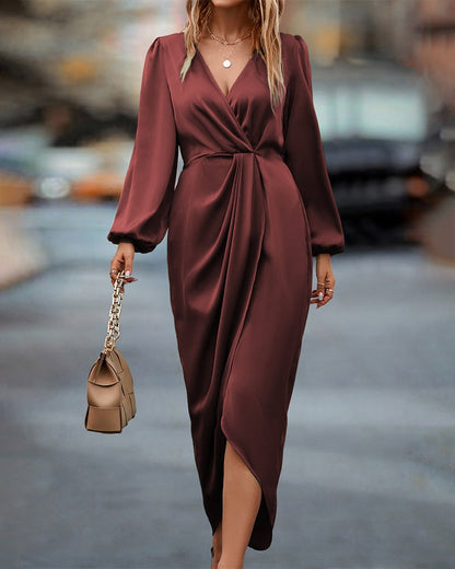 Wrap Midi Dress - Burgundy
