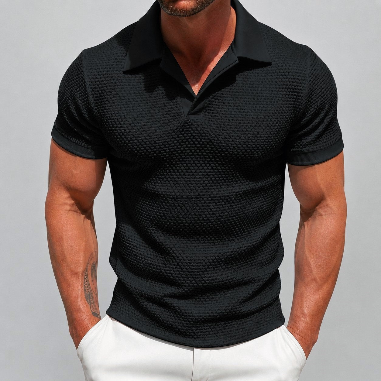 Knit Polo Shirt - Black