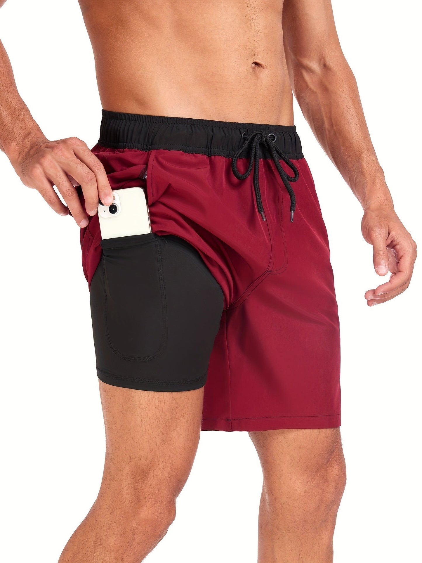 Quick Dry Swim Trunks - Burgundy