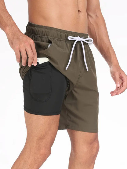 Quick Dry Swim Trunks - Olive Green