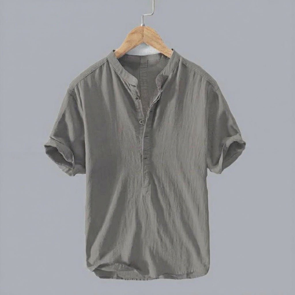 Men's Short Sleeve Henley Shirt - Grey
