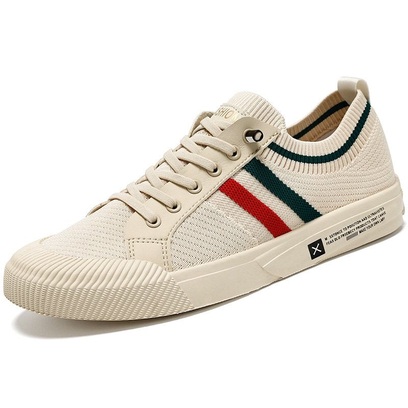 Men's Striped Knit Low-Top Sneakers