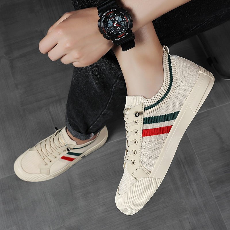 Men's Striped Knit Low-Top Sneakers