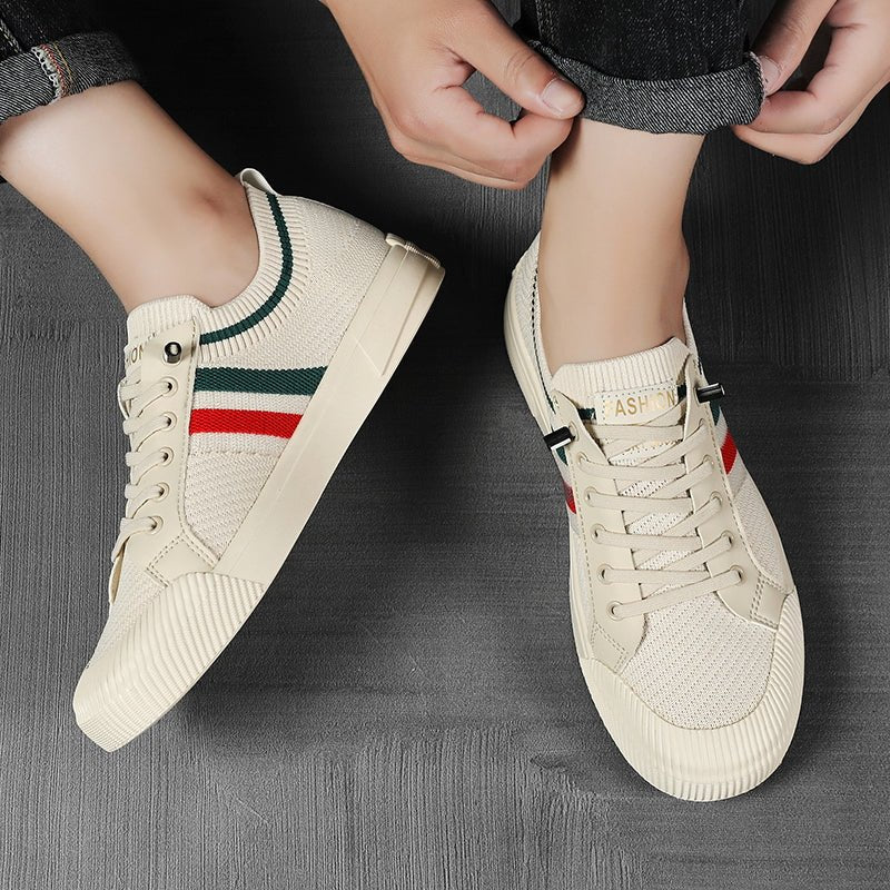 Men's Striped Knit Low-Top Sneakers