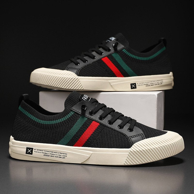 Men's Striped Knit Low-Top Sneakers