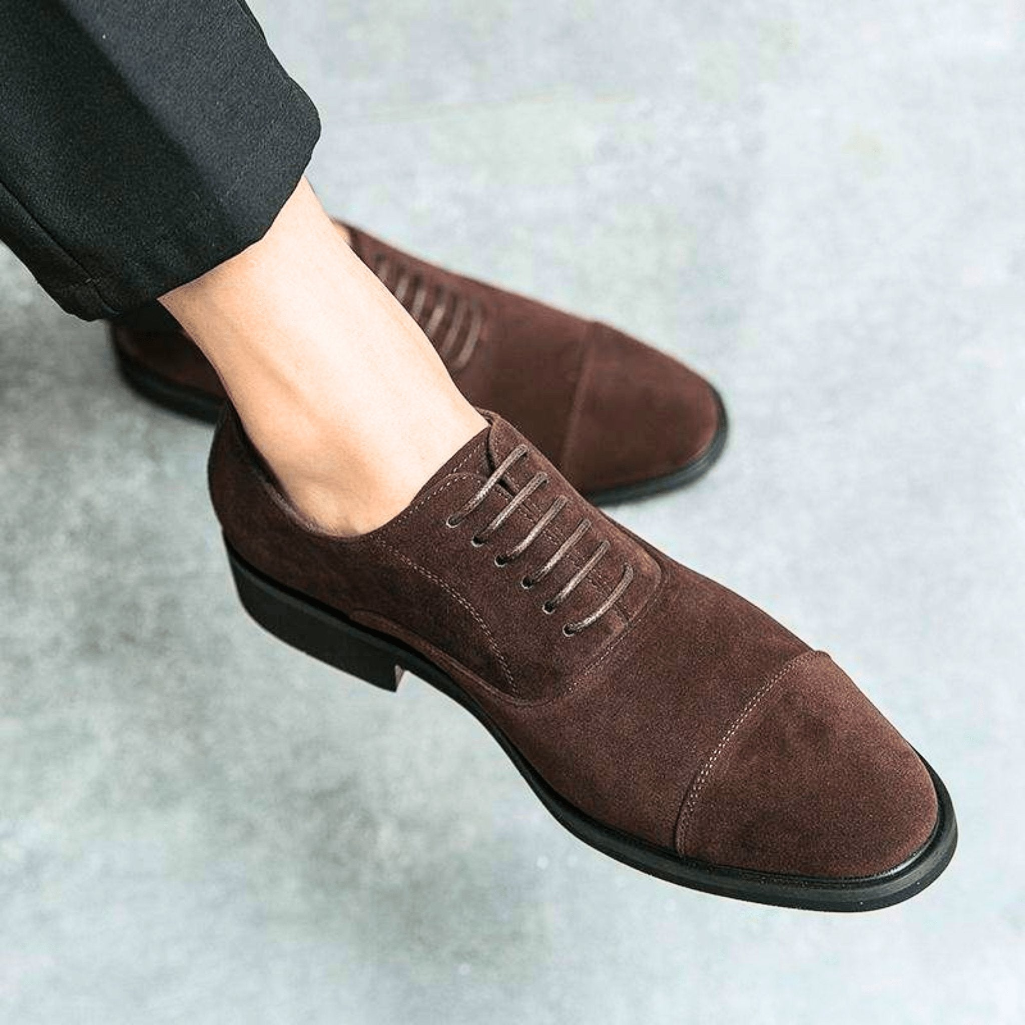 Men's Suede Cap-Toe Oxford Shoes
