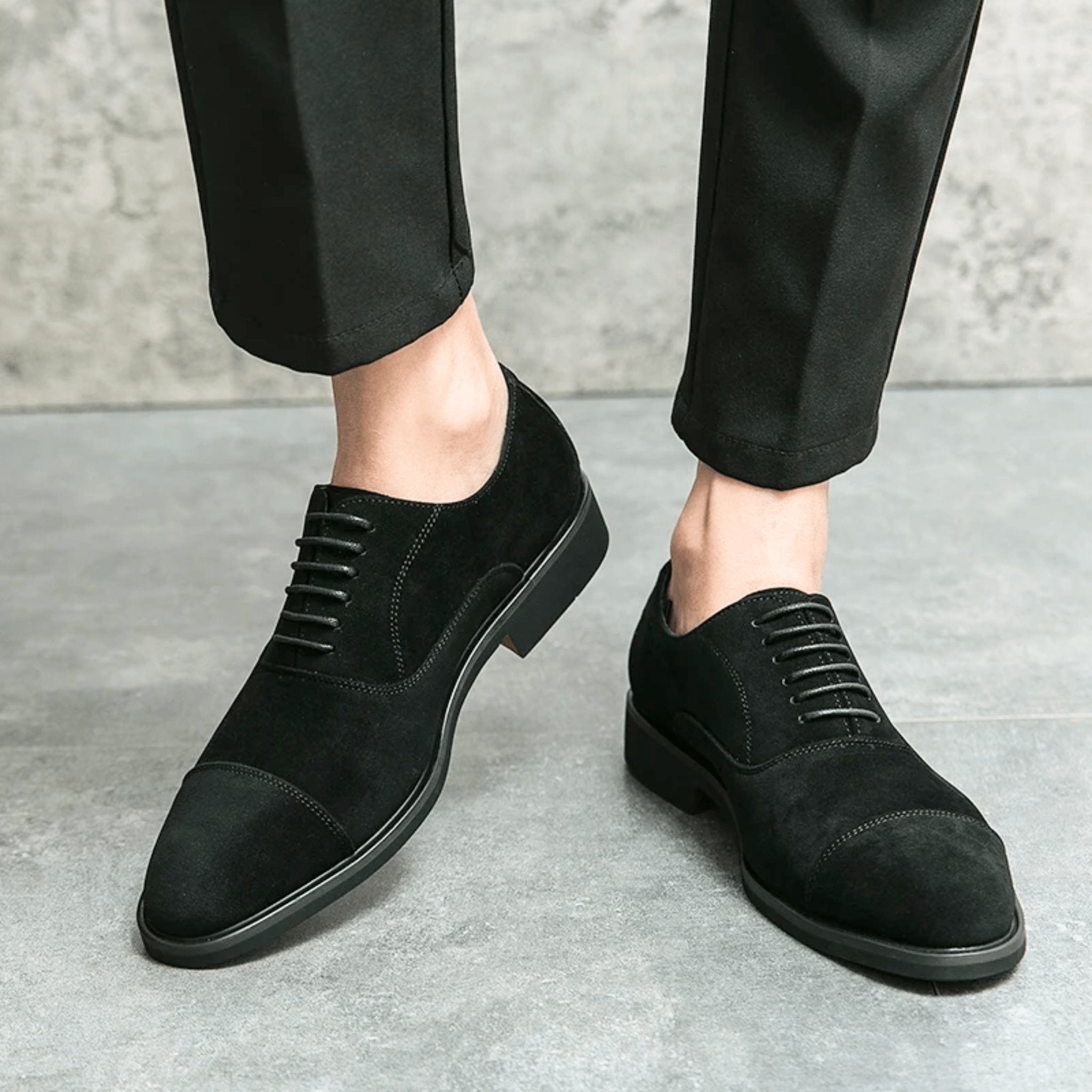 Men's Suede Cap-Toe Oxford Shoes