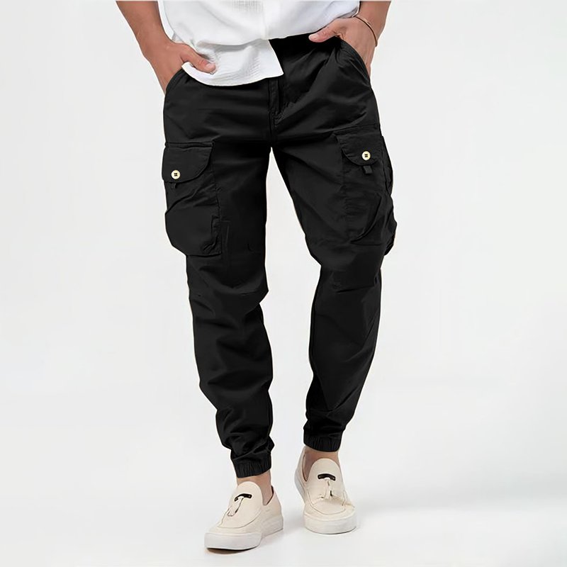 Men's Tapered Cargo Joggers - Black
