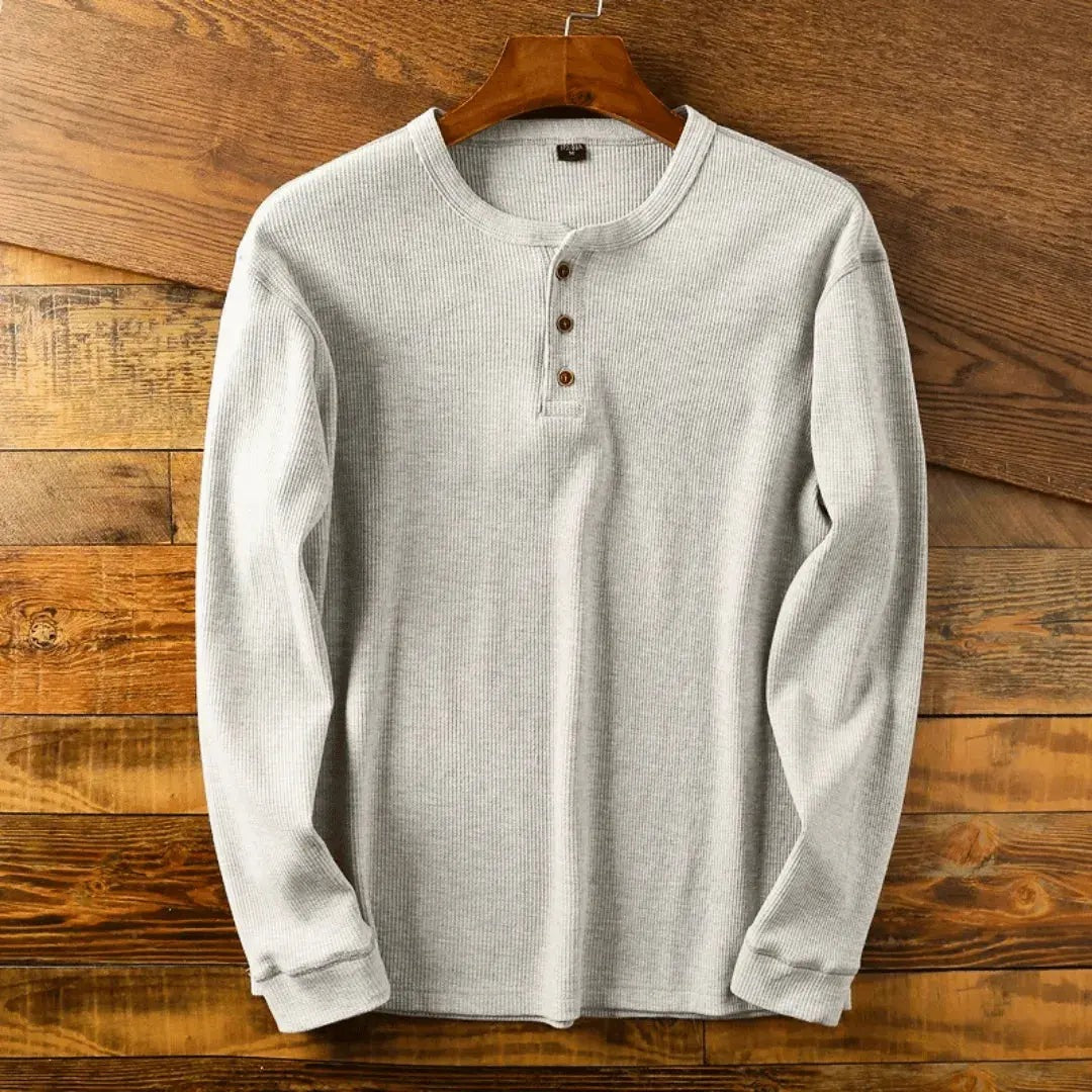 Long Sleeve Henley Shirt - Grey