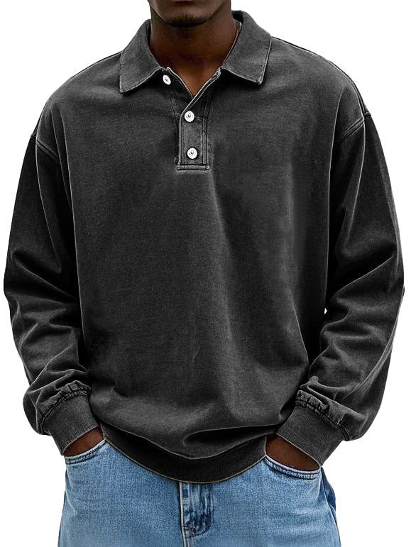 Long Sleeve Polo Shirt - Black