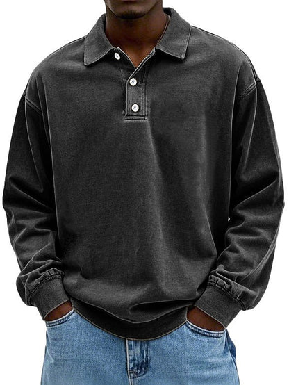 Long Sleeve Polo Shirt - Black