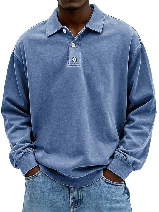 Long Sleeve Polo Shirt - Blue
