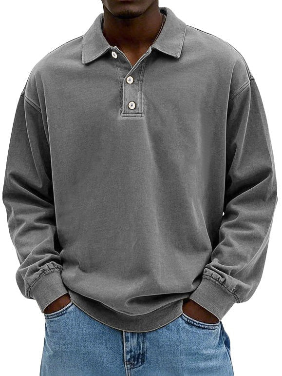 Long Sleeve Polo Shirt - Gray