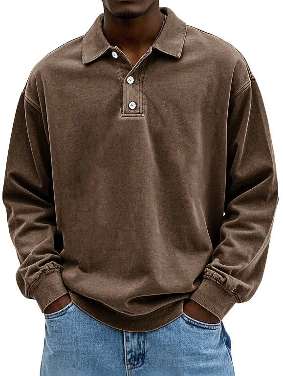 Long Sleeve Polo Shirt - Brown