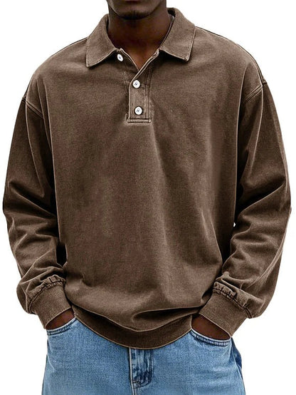 Long Sleeve Polo Shirt - Brown
