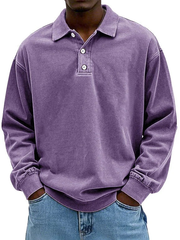 Long Sleeve Polo Shirt - Purple