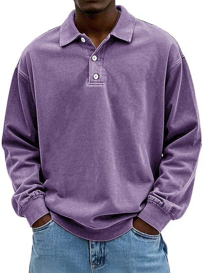 Long Sleeve Polo Shirt - Purple