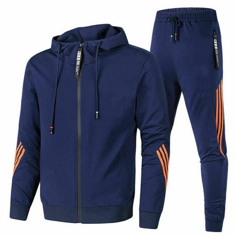 Hooded Tracksuit Two Piece Set - Dark Blue