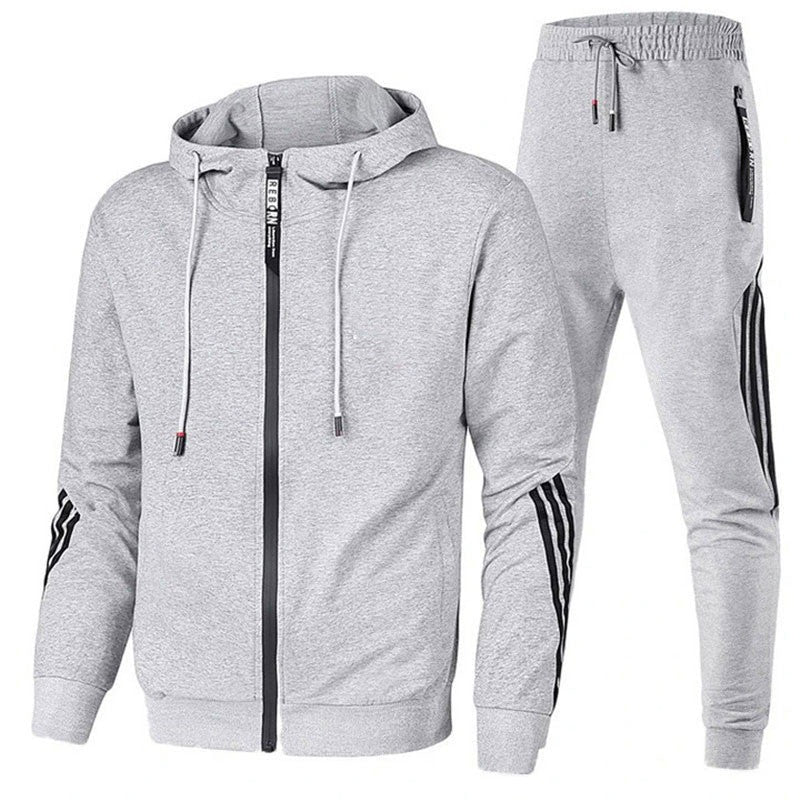 Hooded Tracksuit Two Piece Set - Grey