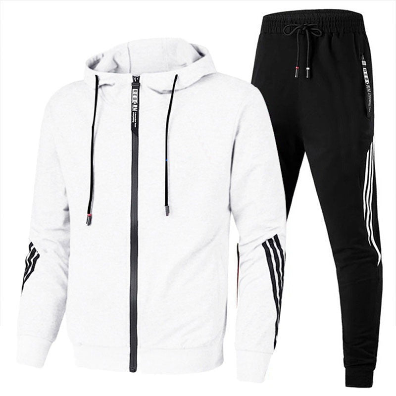 Hooded Tracksuit Two Piece Set - White