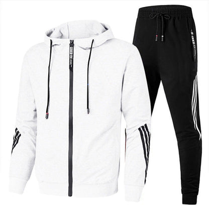 Hooded Tracksuit Two Piece Set - White