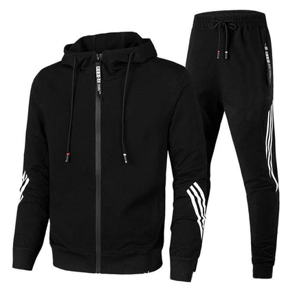 Hooded Tracksuit Two Piece Set - Black