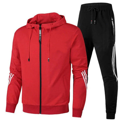 Hooded Tracksuit Two Piece Set - Red