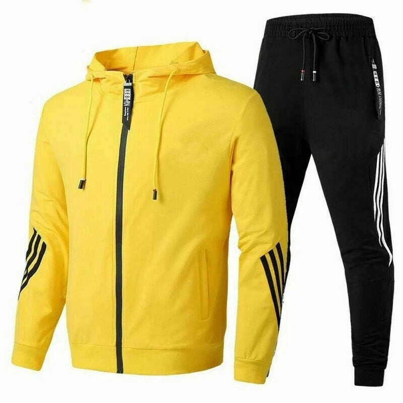 Hooded Tracksuit Two Piece Set - Yellow
