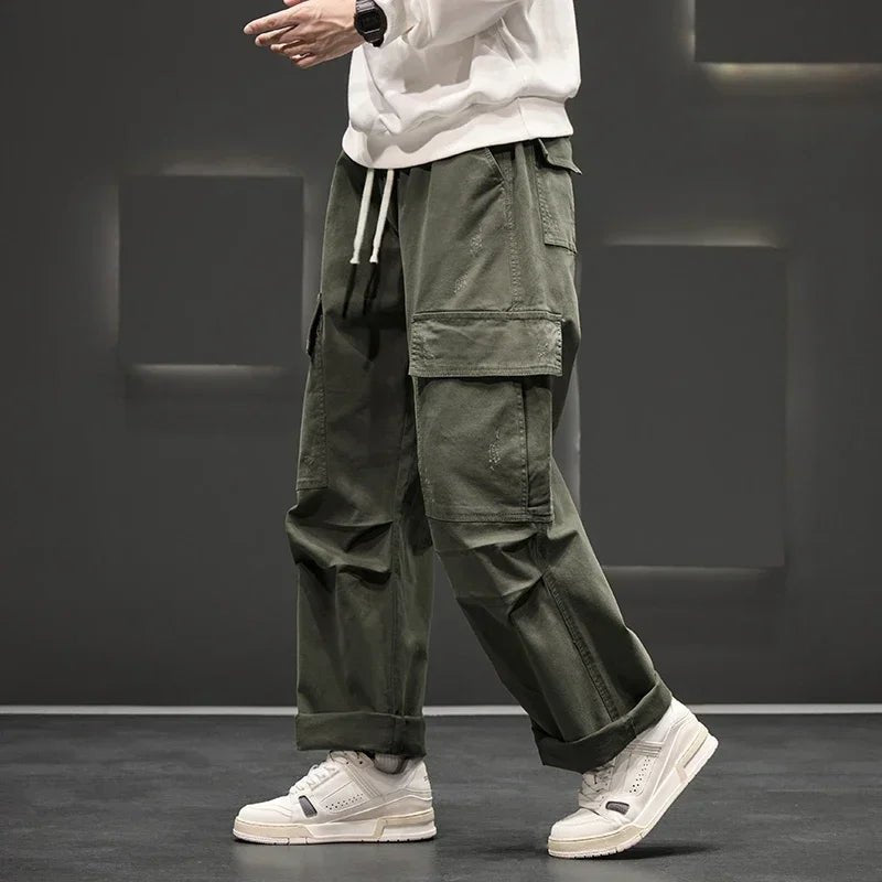 Men's Wide-Leg Cargo Pants - Green