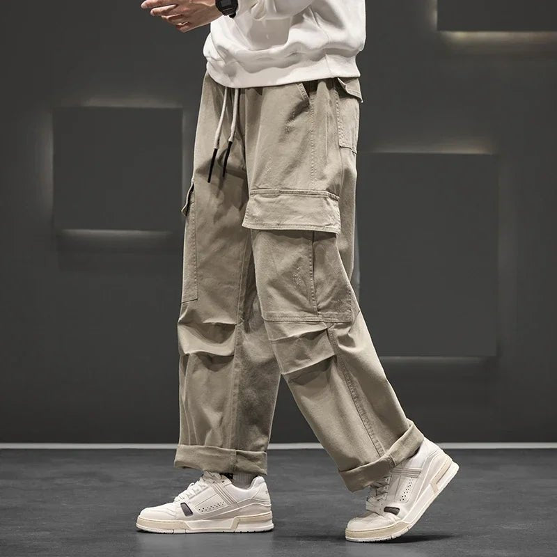 Men's Wide-Leg Cargo Pants - Khaki