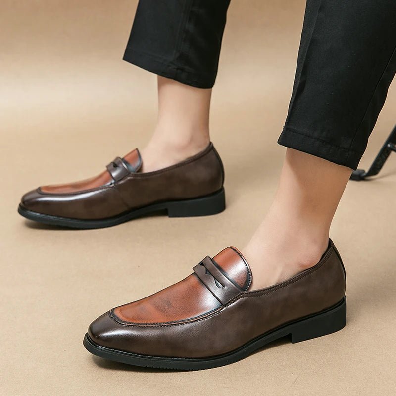Men's Color-Block Penny Loafers - Brown