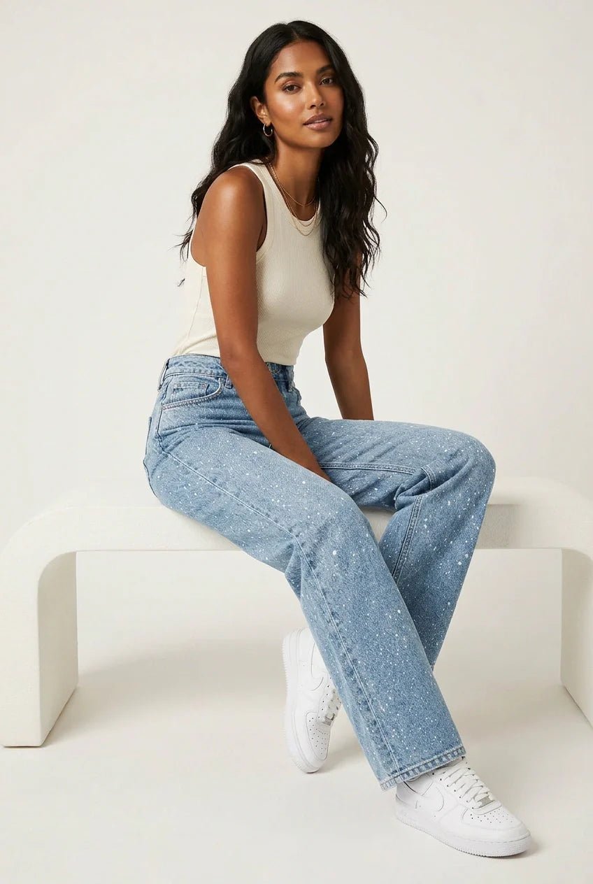 Women's High-Waisted Wide-Leg Jeans - Blue