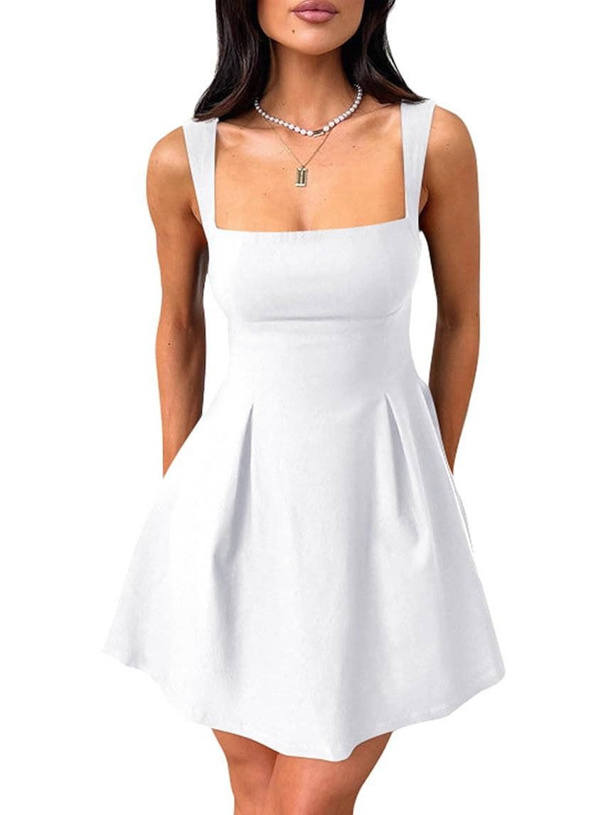 Women's Square-Neck Mini Dress - White